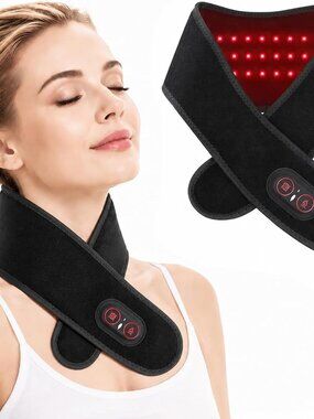 Neck Heating Pad for Pain, Cordless Neck Massager with 660nm 850nm Red Light
